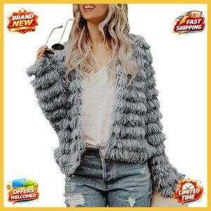 Faux Fur Open Front Cardigan Oversized Y2K Vintage Chic Winter Coat